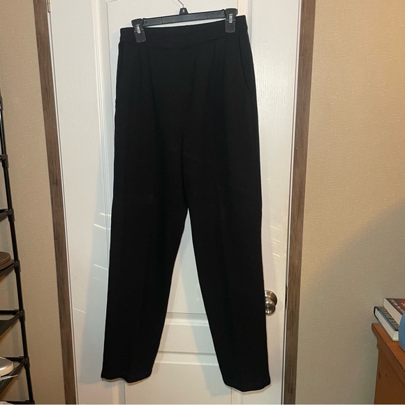 Vintage Austin Reed Merino Wool Blend Pants Stockinette Knit Black Size 10 - Picture 1 of 4